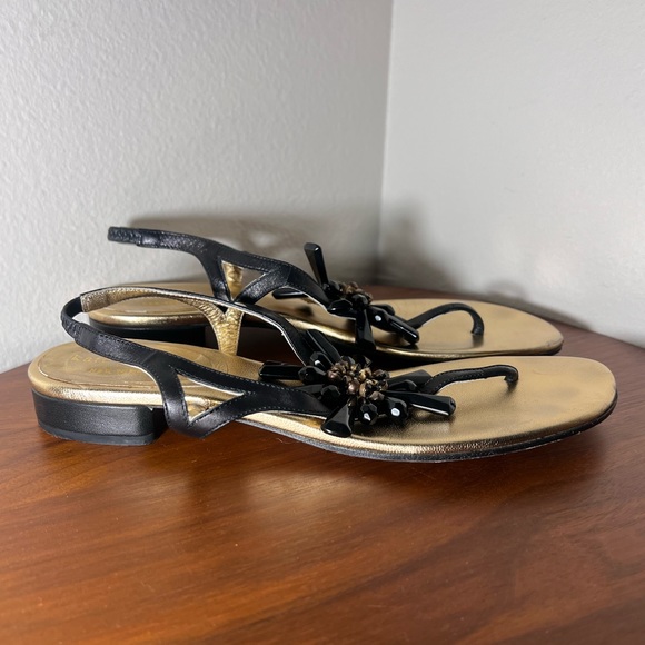 Kate Spade Freda Beaded Embellished Gold Leather Sandals Size 7.5 - Picture 5 of 7